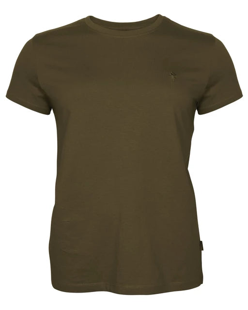 Blød og lækker T-shirt i skønne naturfarver til damer, fås i 3-pak. Fremstillet i 100 % bomuld med en klassisk pasform med rund hals. Lækker basisbeklædning at have på under en trøje, fleece eller jakke. • 100 % bomuld • Rund hals • 3-pak Materiale: 100 % bomuld Vægt: 380 g (størrelse M) Aktivitet: Active Lifestyle, Hiking, Outdoor, Friluftsliv, Allround, Jagt PINEWOOD - 3-pak t-shirt med farverne grøn_brun_khaki