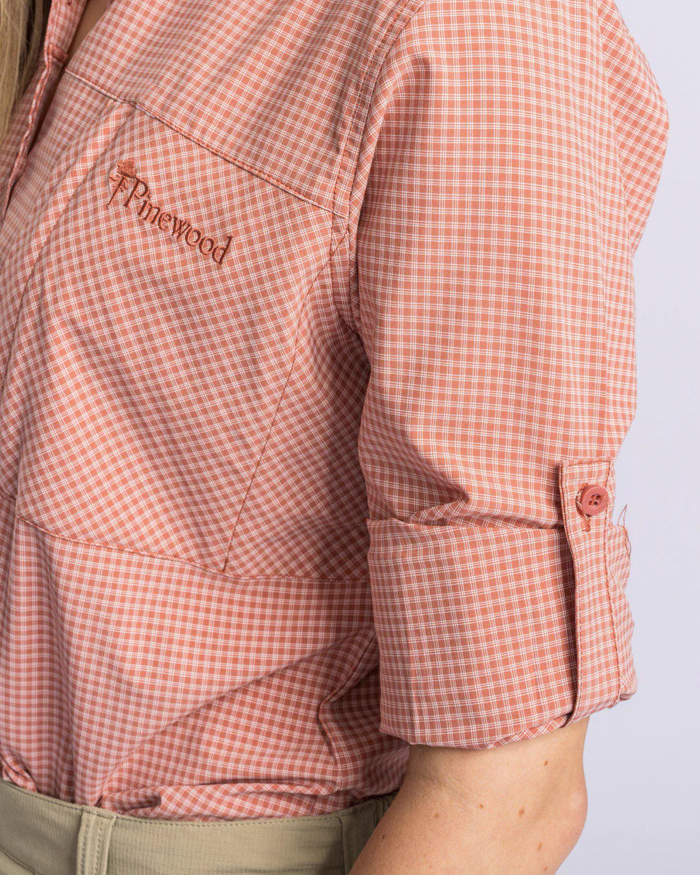 PINEWOOD - insectSafe skjorte_Brick pink & Off white